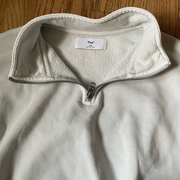 Aritzia TNA quarter half zip sweatshirt collar sweats crop XXS XS 00 0 2 cozy - Picture 2 of 6